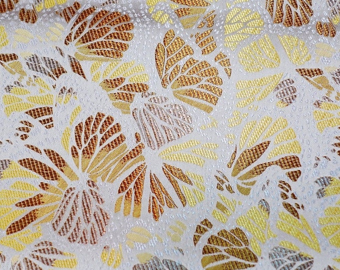 Silk Brocade Fabric banana leaf Design, Silky Fabric, 45"W By 1 Meter, 6 colors, Upholstery, Decor, Costume, Curtain, Handbag, Sewing/Fabric