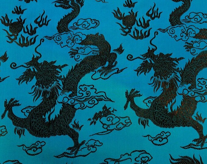 Silk Brocade Fabric Big dragon, Wedding Fabric, 45"W brocade Fabric By 1 Meter on SALE, Upholstery, Quilting, Sewing, Costume, 12 color