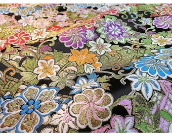 西陣日本花柄錦織生地：高級ジャカードシルク（幅75cm）