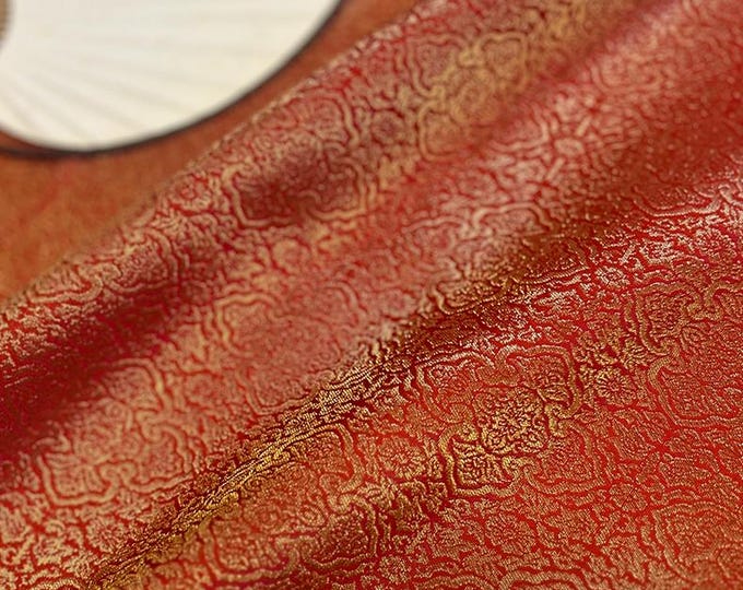 59"W China Red with Gold thread Metallic baoxiang Fabric, Traditional Wedding Gown and dress Fabric, Upholstery, Quilting and Sewing fabric