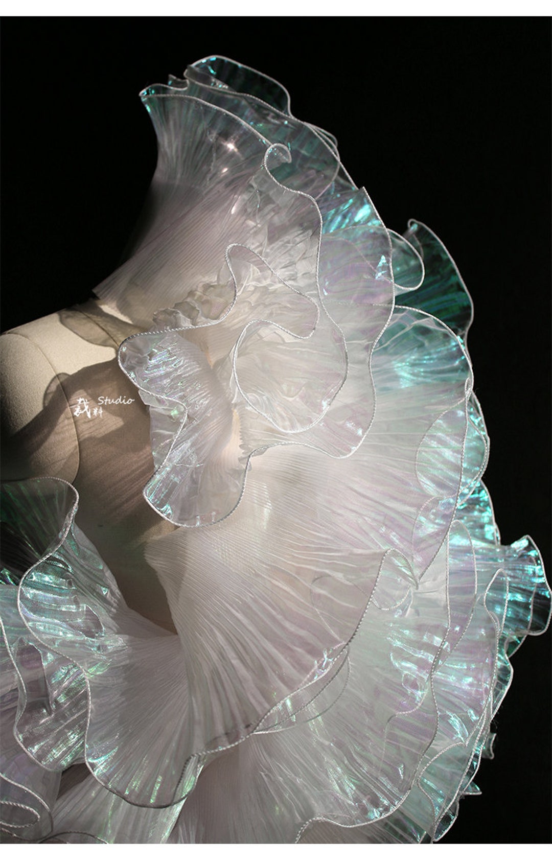 Organza Ruffle 3D Fold Ruffle Organza Fabric by the Yard - Two Toned Designer Material ...