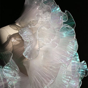 3D Fold Ruffle Organza Fabric - Two Toned Designer Material