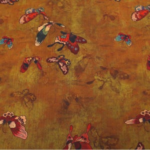 Tessuto di raso di seta antica farfalla da 59" di larghezza, stampa digitale, tappezzeria, arredamento, costume, tenda, borsa, cucito, tendaggio, cheongsam/tessuto