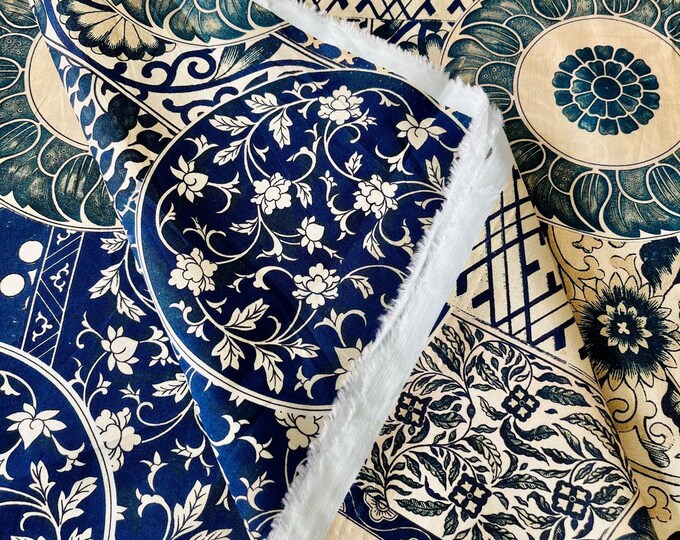 60s 100% cotton Fabric, 59“W, Upholstery, Costume, Curtain, Handbag, Scarf, Sewing, Handmade, DIY, Quilting, drapery/Fabric by the meter,