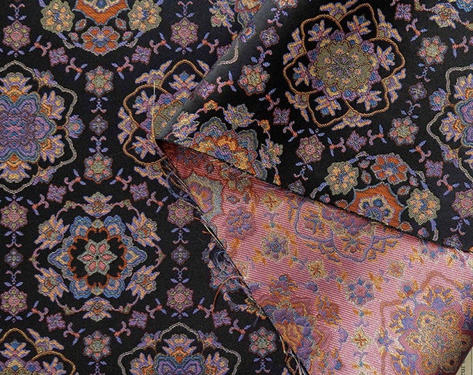 Mongolia Tibetan Bada halo caisson pattern, 59"W, Upholstery, Decor, Costume, Curtain, Handbag, Sewing, Cheongsam, Buddha/Fabric by 1meter