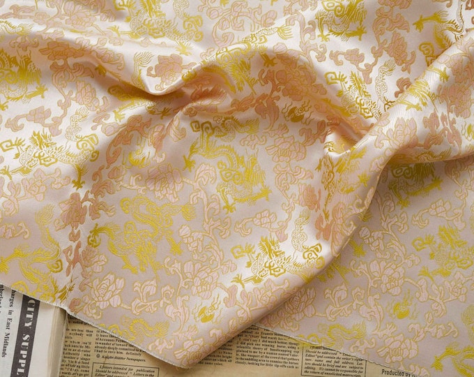 59"W Song Brocade Chinese Flying Dragon Emperor robe, cheongsam, Tibetan robe, spinning Fabric, silk, satin, and brocade
