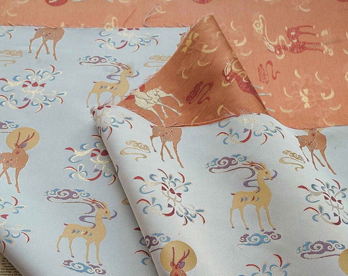 Gold thread Chinese style rayon jacquard fabric, designer fabric, Upholstery, Quilting, Sewing, drapery, Costume/fabric, 59"W By 1 Meter