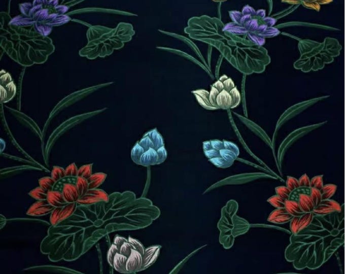 Lotus Brocade Fabric: Teal & Purple Iridescent Chinese Silk (1 Meter)