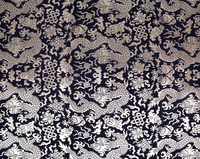 Chinese Dragon and Fu Silk Brocade Fabric On SALE | 12.99/Meter | 29" Wide | 6 colors | Upholstery, Decor, Costume/Fabric by the meter