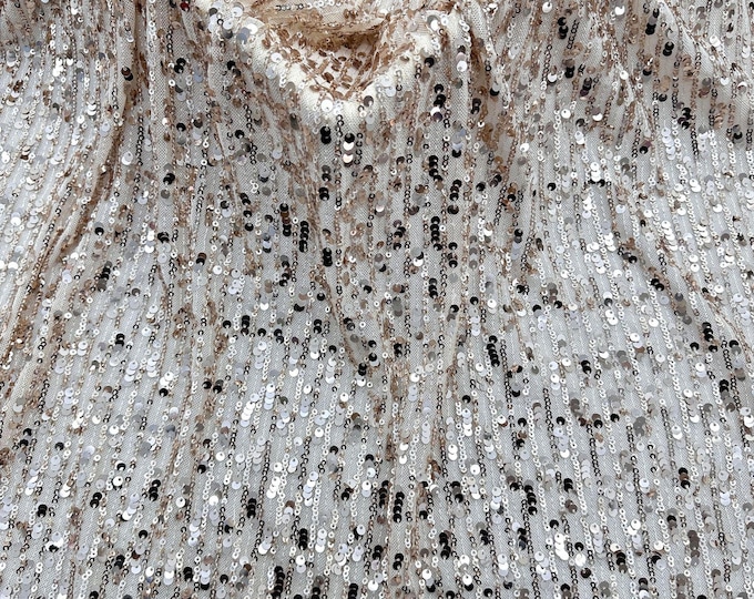 49“W Lace Fabric Embroidery Exquisite 3D pleated sequins fabric by yard, Headband, Prom, Wedding, Doll Making, Sewing, DIY, Costume/ fabric