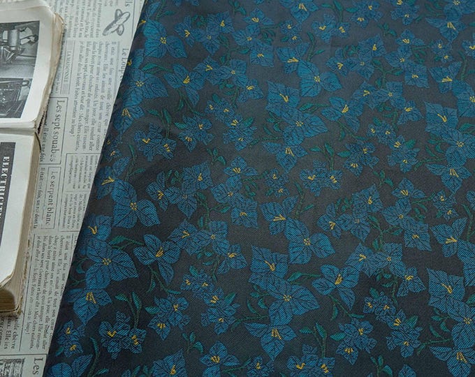 Vintage Style Coffee Brown Embossed Abstract Floral Jacquard Fabric by the Yard, 58"wide