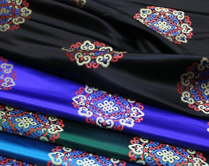 5 Colors Chinese style Mongolian Gown, Emperor Tibetan robe decoration Brocade handmade fabric jacquard silk brocade antique fabric, 29.5"W