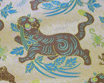 Ancient Totem Vintage Damask Fabric 59” - Upholstery, Quilting, Sewing, Drapery, Decor, Bookbinding by the Meter