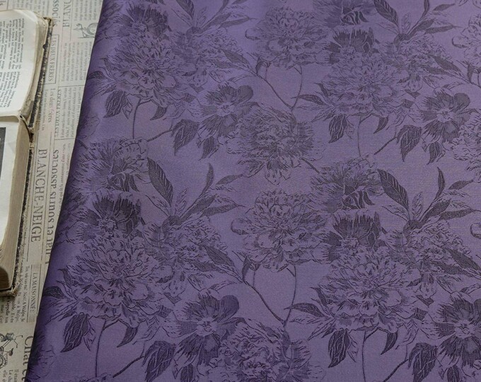 62"W Nishijin woven gold thread brocade, Purple Jacquard fabric by the yard, Waistband, handbag, Upholstery, Sewing, Decor, Costume fabric