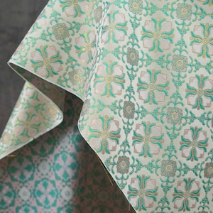 Ombre Silk Blend Brocade Fabric: Gold Thread Chinese Style Jacquard