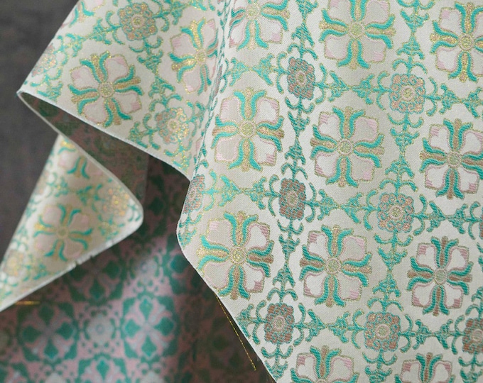 Ombre Silk Blend Brocade Fabric: Gold Thread Chinese Style Jacquard