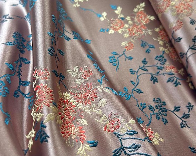 29.5"W Silk Brocade Damask Fabric Water ice moon Flower, Wedding Fabric, Chinese Fabric By 1 Meter on SALE, Upholstery, Quilting and Sewing