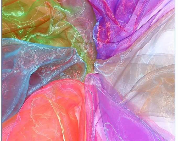 59“W Two-color organza glass yarn fabric, designer fabric for Wedding, Doll Making, Costume, Sewing, Prom, craft supplier/Fabric by 1 meter