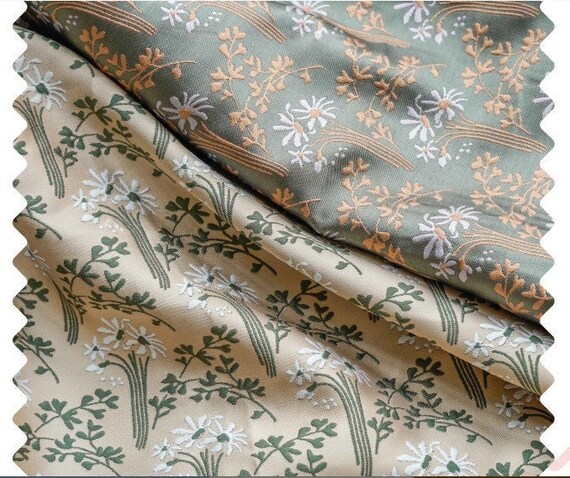 Classic Vintage Oil Painting Jacquard Fabric, Small Flower 