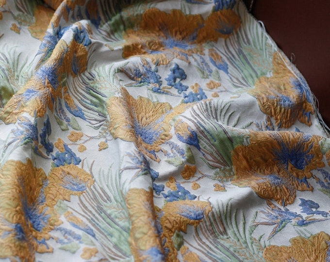 Vintage rhubarb jacquard fabric, 3D fabric, designer fabric, Upholstery, Prom dress, 60"W, Upholstery, Decor, Costume/Fabric by the meter