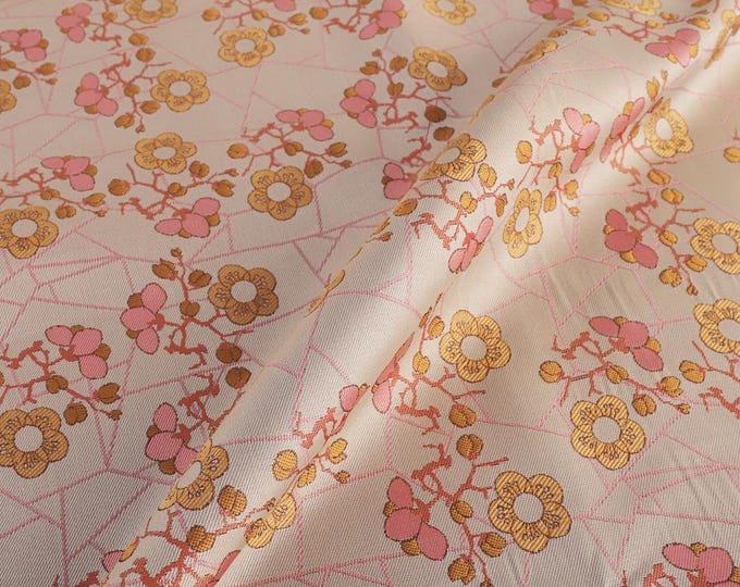 Gold color chinese plum blossom silk brocade fabric multicolors cheongsam Qipao brocade fabric by the meter, 58"Wide