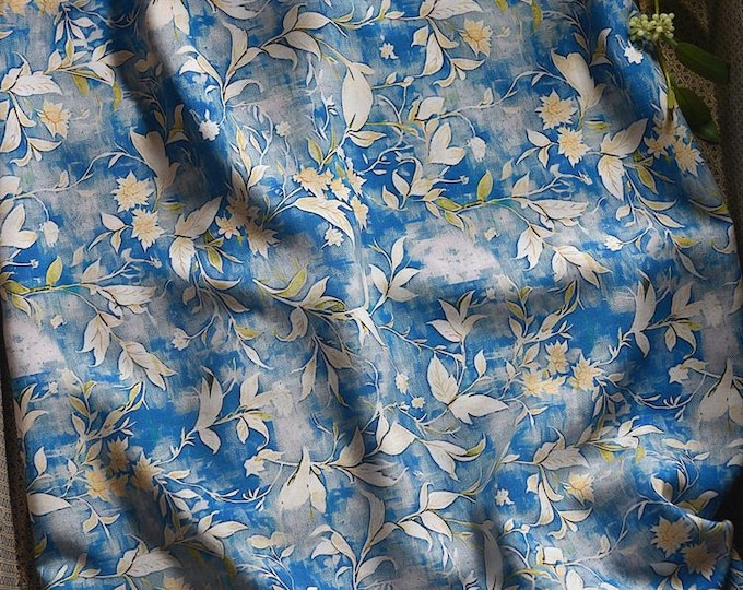 Chinese style Ancient ink painting 40s Cotton Fabric by 1meter, 55"W, drapery, Upholstery, Decor, Costume, Curtain, bag, Sewing/Fabric