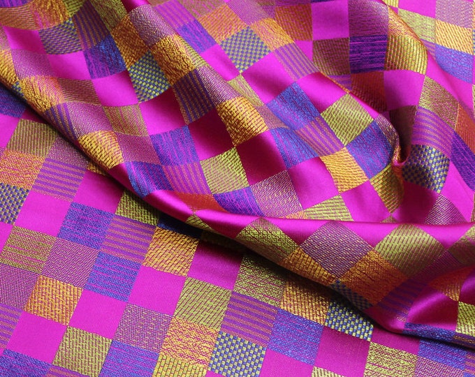 35"W fuchsia brocade fabric, Colored Jacquard fabric, cheongsam Qipao fabric, DIY fabric, Kimono, Upholstery, Quilting and Sewing fabric