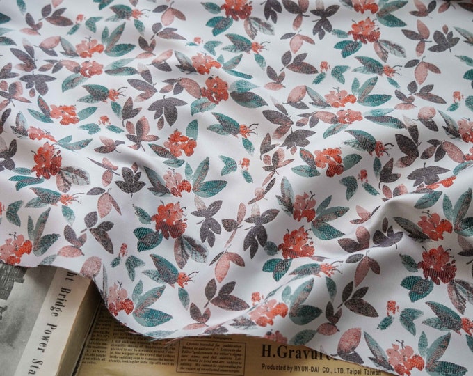 Reversible jacquard woven fabric, Japanese flower with embossed effects, Upholstery, bedding, Costume, Curtain, handbag, kimono/Fabric, 59"W