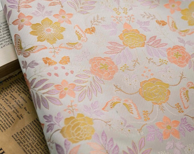 59"W gold thread Jacquard oil panting Fabric, drapery, Upholstery, Decor, Costume, Curtain, Handbag, Sewing, Quilting/Fabric by the meter