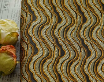 Vintage Wave Jacquard Fabric - 3D Textured Embossed Fabric for Boho Sewing, Upholstery & Craft, 55"W