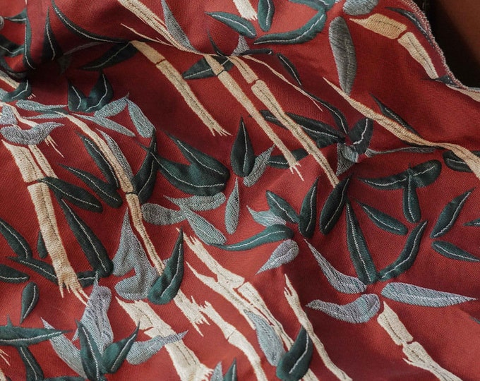 Jacquard woven fabric, oil painting bamboo pattern, Upholstery, Decor, Costume, Curtain, bag, DIY, drapery, sewing, sofa, carpet/Fabric, 60"