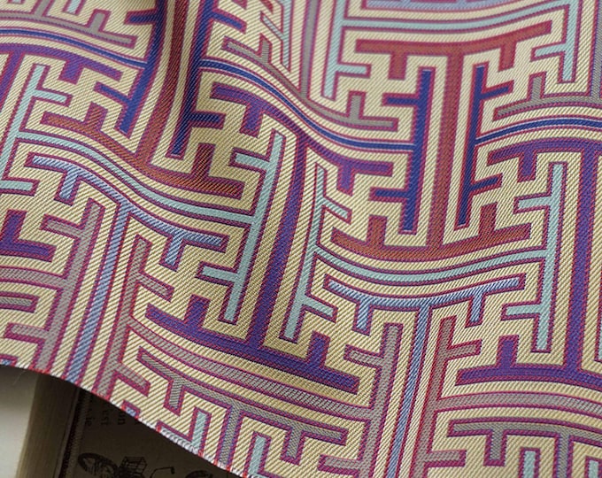 Reversible jacquard woven fabric, Ancient checkered pattern, Upholstery, Decor, Costume, Curtain, bag, Sewing, carpet, blanket/Fabric, 59"W