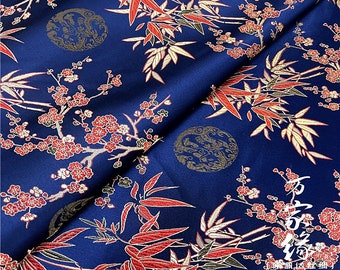 29.5"W Pure natural silk, bamboo leaves Silk Brocade, Jacquard mulberry Damask, Upholstery, Decor, Costume, Sewing, Qipao, Wedding/Fabric