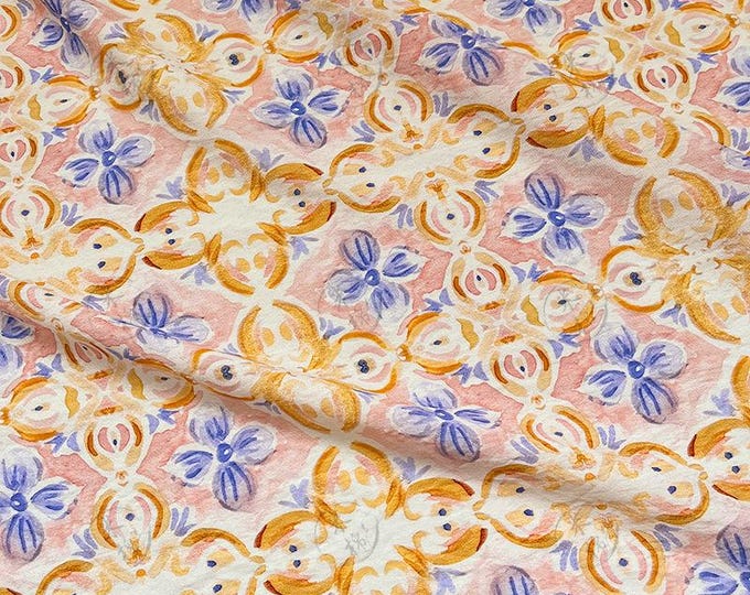 Watercolor Floral Cotton Fabric: Chinese Style Sewing Material