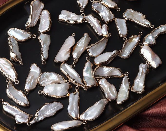 Baroque Pearl Beads with Gilded Edge: DIY Jewelry Making Supplies