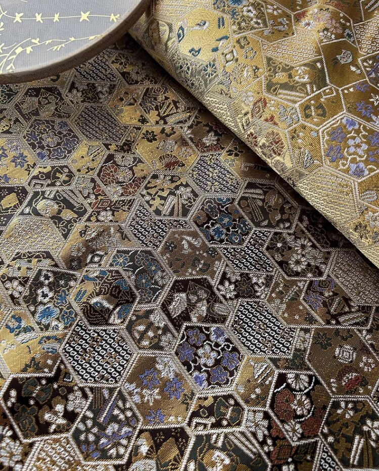 59w Seal of Jutera Town Fabric Japanese Nishijin Weaving 59w Seal of Jutera Town Fabric Japanese Nishijin Weaving