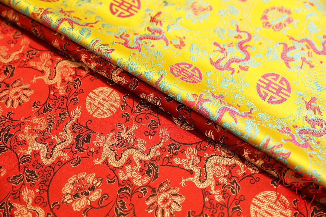 Chinese Dragon & Fu Shou Multi Color Brocade 29.5 Wide - Etsy