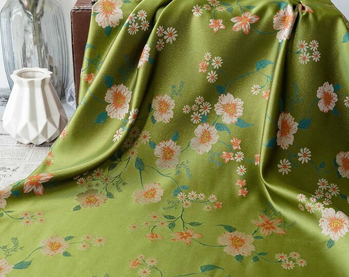 Floral Gold Thread Brocade Fabric - Luxury Jacquard Material, 58" Wide