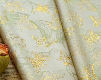 Gold Butterfly Jacquard Fabric: 59"W Costume Dress Material