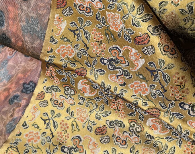 59" Song Brocade, ancient totem silk Brocade, Emperor Tibetan, Upholstery, Decor, Costume, Curtain, Handbag, Sewing/Fabric by the meter