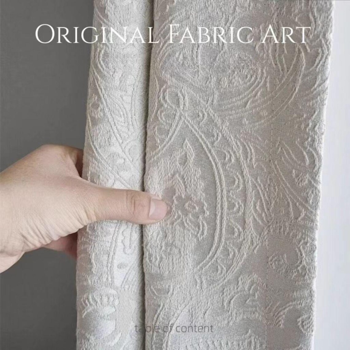Drapery Continuous French Vintage Paisley Jacquard Curtain Fabric – Luxury Embossed Cream ...