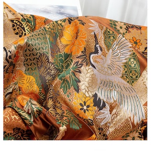 Japanese Kirin Nishijin colorful Silk Brocade Fabric| 59“Wide | Upholstery, Decor, Costume, Curtain, Handbag, Sewing/Fabric by the meter