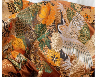 Japanese Kirin Nishijin colorful Silk Brocade Fabric| 59“Wide | Upholstery, Decor, Costume, Curtain, Handbag, Sewing/Fabric by the meter