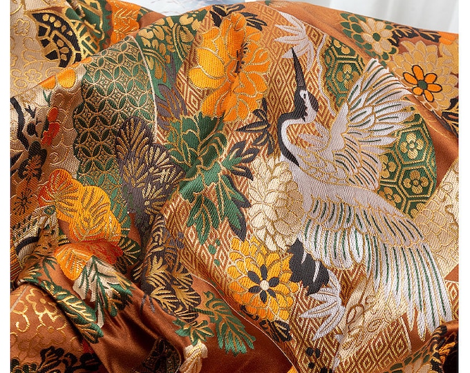 Japanese Kirin Nishijin colorful Silk Brocade Fabric| 59“Wide | Upholstery, Decor, Costume, Curtain, Handbag, Sewing/Fabric by the meter