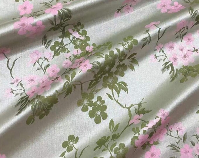 67"W Palace jacquard Vintage Aesthetic Peach Blossom Damask Fabric/Decorative costume dress fabric, Upholstery, Quilting and Sewing fabric,