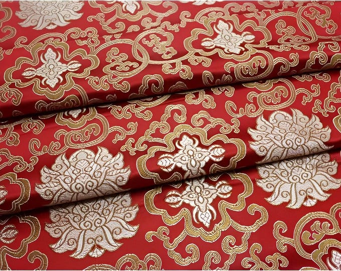 Chinese Medallion Brocade Fabric | 6.99 Full meter Price | 35" Wide | Chinese Fabric in 9 Colors, Purple, Royal, Turquoise Brocade |