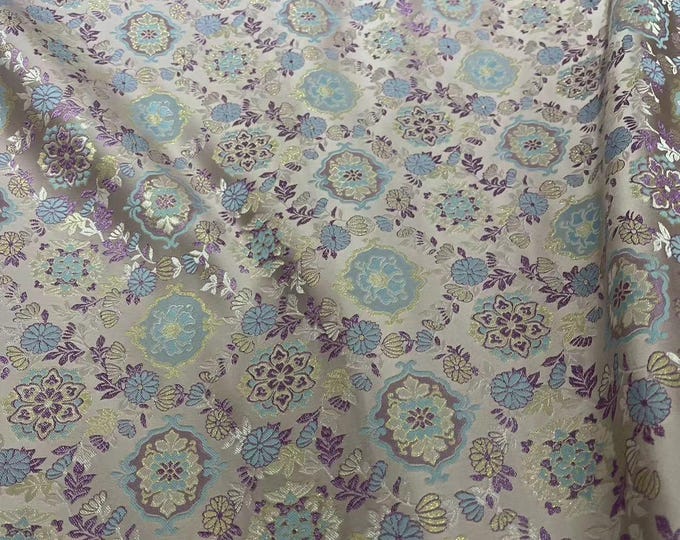 Chinese totem element satin Brocade Fabric, 58"W Cheongsam, Qipao, Upholstery, Home Decor, Pillow case, Sewing, drapery, Quilting Fabric,