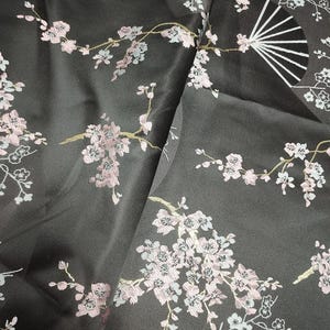 59"W China Red plum blossom and Fans silk brocade fabric multicolors cheongsam Qipao brocade fabric by the meter, Upholstery Quilting Sewing