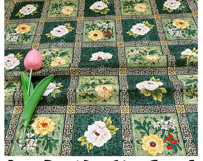 JINPING Floral Cotton Fabric – 100% Cotton 20s Digital Print Fabric for Kids’ Shirts, Vests, Jackets & DIY Sewing Projects, 56"Wide