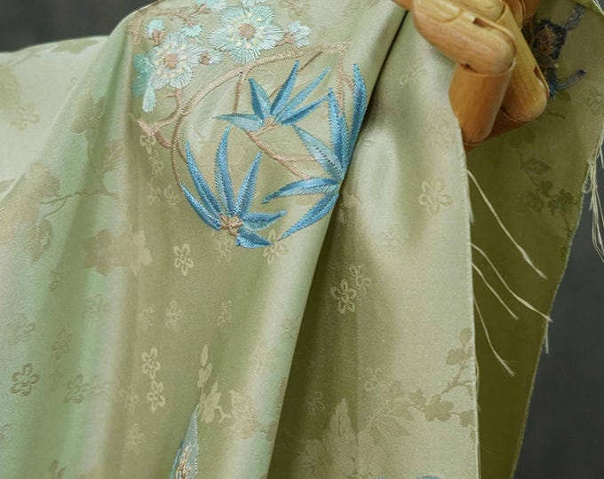 59" Song embroidery Brocade fabric, Emperor Tibetan, Upholstery, Decor, Costume, Curtain, Handbag, Sewing/Fabric by the meter